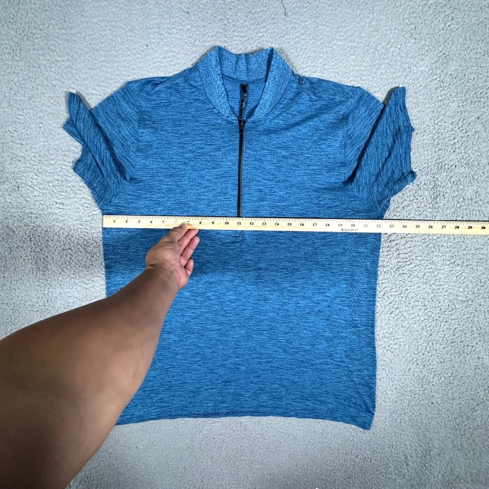 Lululemon Shirt‎ Mens XL Blue Metal Vent 1/4 Zip Pullover Running Wicking Logo